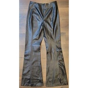 Free People We The Free Black Real Deal Slit Vegan Leather Flare Pants Goth